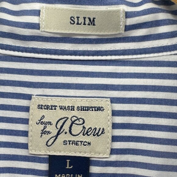 J.Crew Mens Slim Stretch Shirt Blue & White Striped Button-Down Size Large - Picture 4 of 5